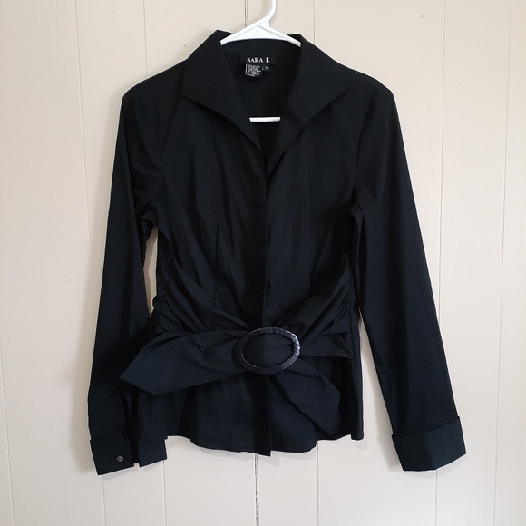 Sara I. Black blouse button down size small - Picture 1 of 5